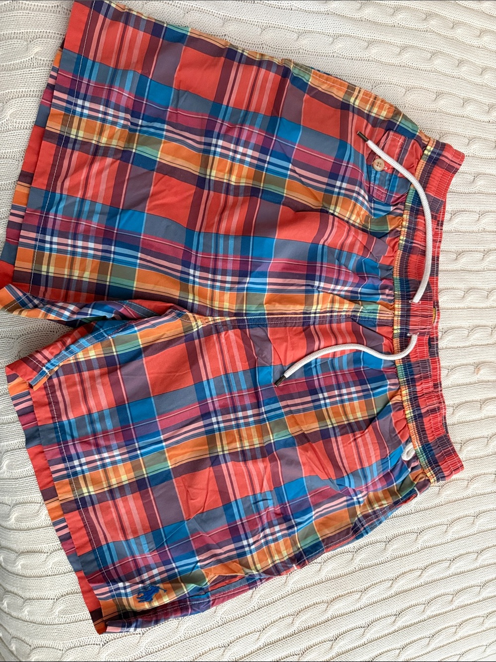 Polo by Ralph Lauren Red Multi Plaid Swim Trunks